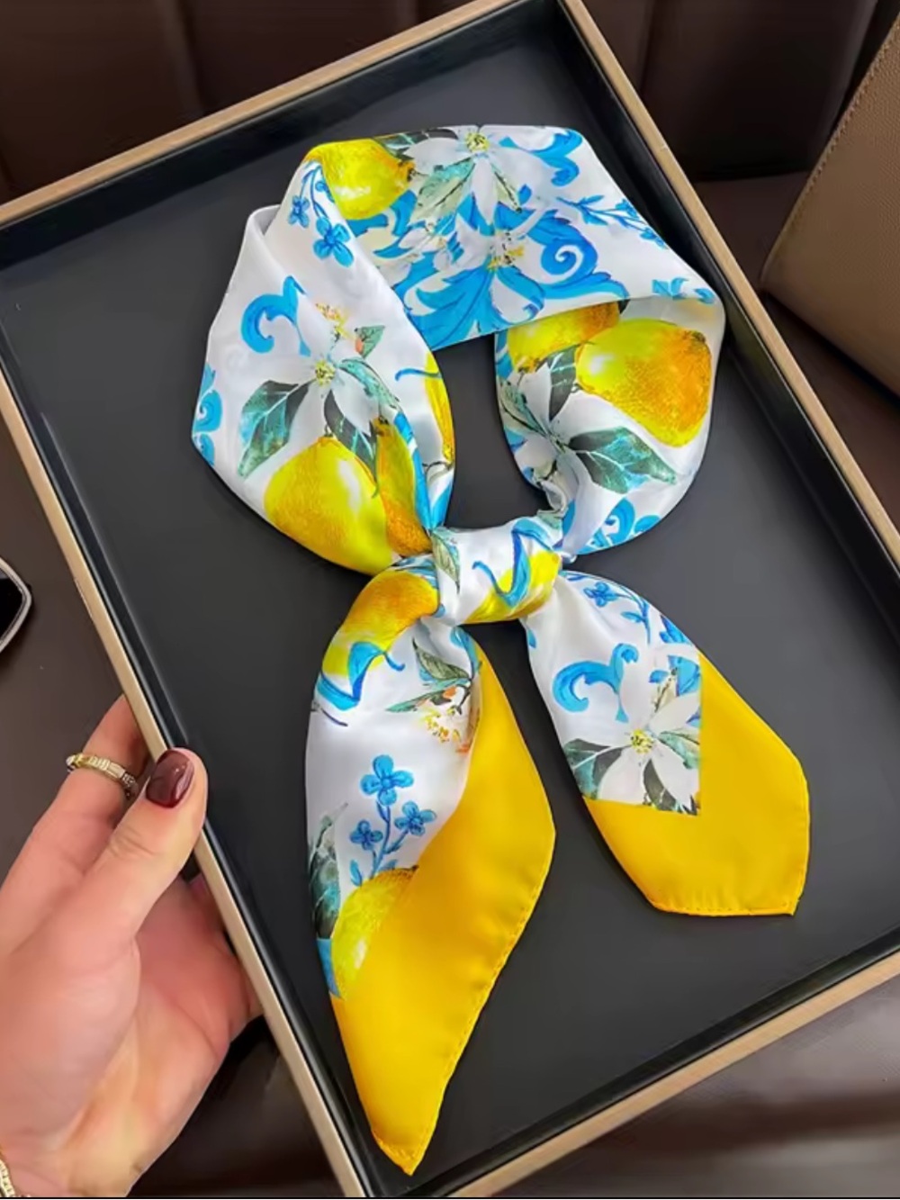 Floral Yellow & Blue Scarf Like New